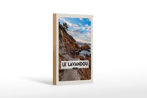 Holzschild Reise 12x18 cm Le Lavandou France Berge Meer Urlaub