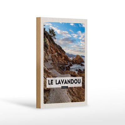 Panneau en bois voyage 12x18 cm Le Lavandou France montagnes mer vacances