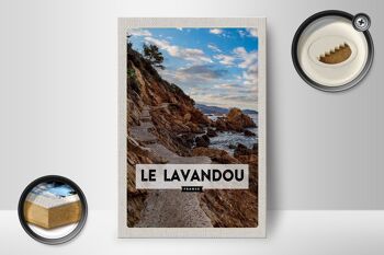 Panneau en bois voyage 12x18 cm Le Lavandou France montagnes mer vacances 2