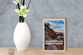 Panneau en bois voyage 12x18 cm Le Lavandou France montagnes mer vacances 3
