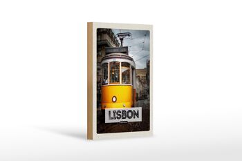 Panneau en bois voyage 12x18 cm décoration tram 28 Lisbonne Portugal 1