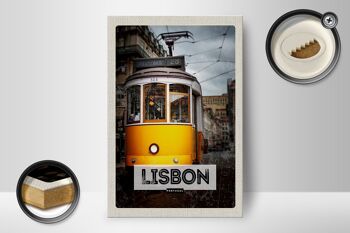 Panneau en bois voyage 12x18 cm décoration tram 28 Lisbonne Portugal 2