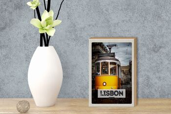 Panneau en bois voyage 12x18 cm décoration tram 28 Lisbonne Portugal 3
