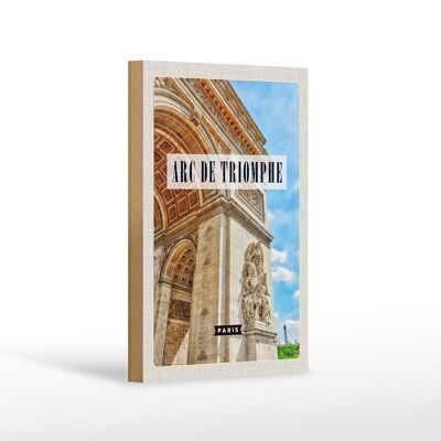 Cartel de madera viaje 12x18 cm Arco de Triunfo París decoración destino de viaje