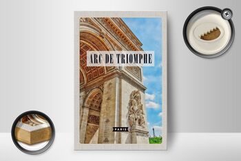 Panneau en bois voyage 12x18 cm Arc de Triomphe Paris décoration destination voyage 2
