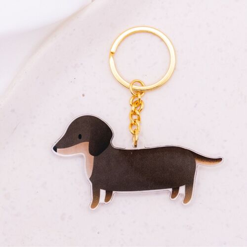 Schlüsselanhänger Dackel Hund aus Acryl - Geschenk Hunderasse Keychain