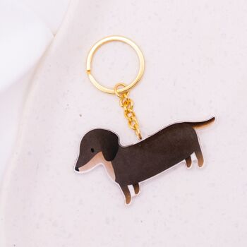 Porte-clés pour chien teckel acrylique - Porte-clés de race de chien cadeau 5