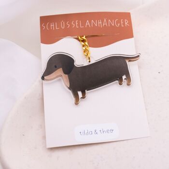 Porte-clés pour chien teckel acrylique - Porte-clés de race de chien cadeau 6