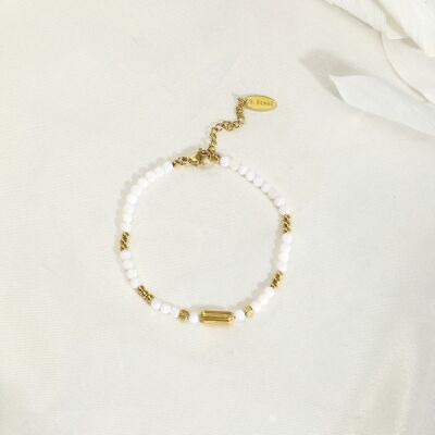 Fine mother-of-pearl bracelet in gold-plated stainless steel - BR110262OR-BC