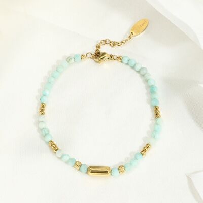 Thin Amazonite Bracelet in Gold Stainless Steel - BR110262OR-BL