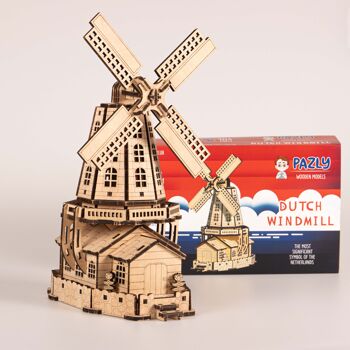 Moulin à vent hollandais, puzzle 3D en bois DIY 5