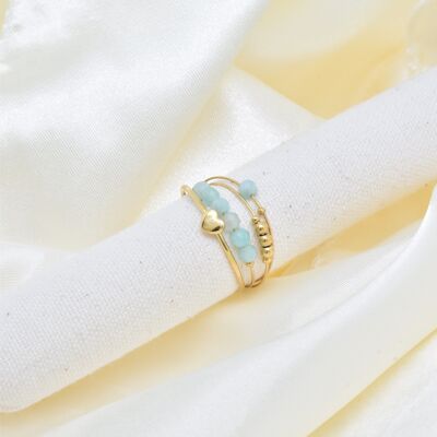 Amazonite Ring in Stainless Steel - BG310102OR-BL