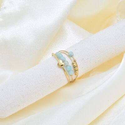 Bague amazonite en acier inoxydable - BG310102OR-BL