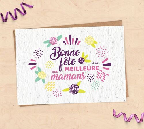 Carte à planter pour fête des mères - "Bonne fête à la meilleure des mamans"