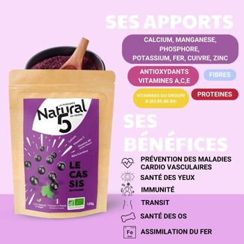 CASSIS POUDRE BIO 120g Anémié, santé de la peau, santé des yeux 2