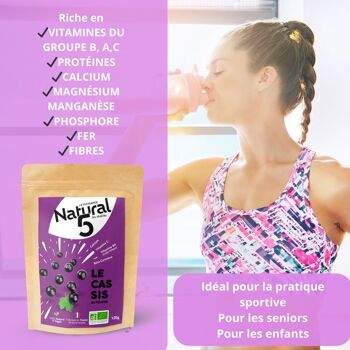 CASSIS POUDRE BIO 120g Anémié, santé de la peau, santé des yeux 3