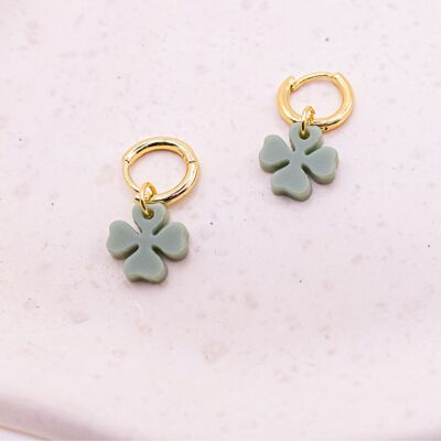 Earrings clover leaf hoop earrings luck acrylic 18k gold plated clover - light stud earrings lucky clover