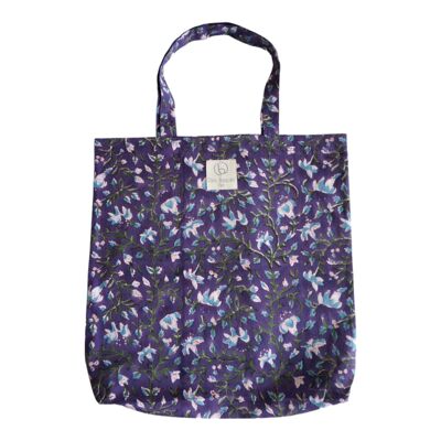 Tote bag en coton imprimé fleuri N°50