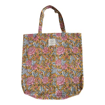 Floral printed cotton tote bag N°49