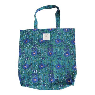 Tote bag en coton imprimé fleuri N°51