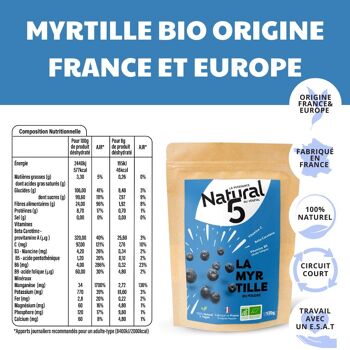 MYRTILLE POUDRE BIO 120g Santé des yeux, anti6oxydant puissant, Immunité 3