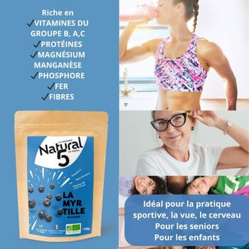 MYRTILLE POUDRE BIO 120g Santé des yeux, anti6oxydant puissant, Immunité 4