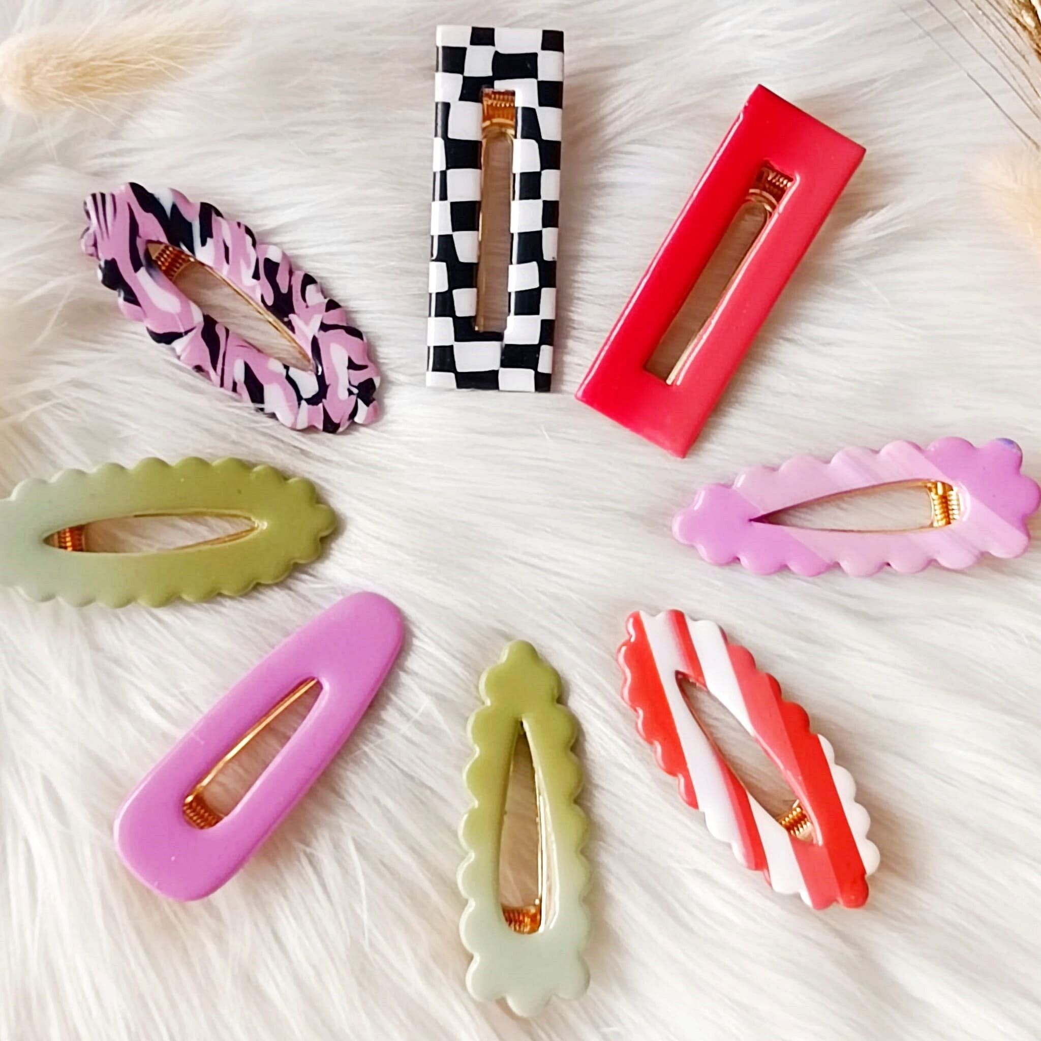 Mollette -Regalo per lei - Fermagli per capelli in argilla polimerica - Argilla polimerica fatta a mano a Parigi Accessori per capelli donna Acconciatura estiva - Fatti a mano