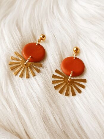 Terracotta Polymer clay earrings - SOLARIS - Minimalist polymer clay earrings 3