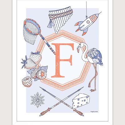 Poster for nursery: Letter F. Artist: Sophie ROULIOT 30x40