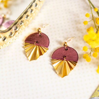 Haley metallic brown leather earrings