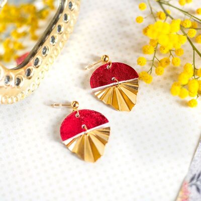 Haley metallic red leather earrings