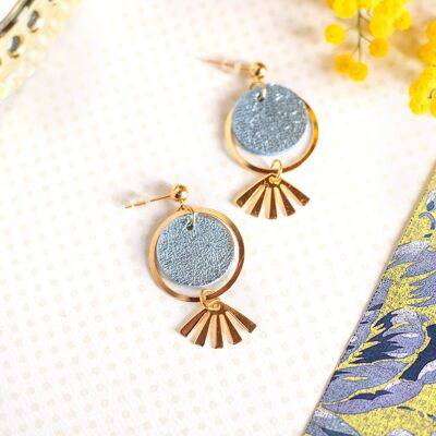 Kléo earrings in metallic blue leather