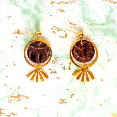 Kléo plum leather earrings