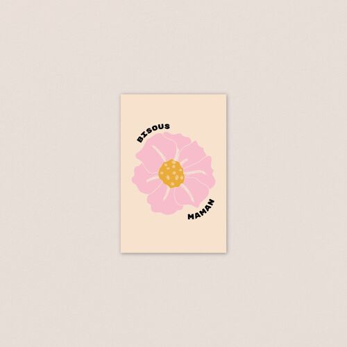 Carte postale Bisous Maman - Carte douce pour sa maman - Carte illustrée - Fête des mères