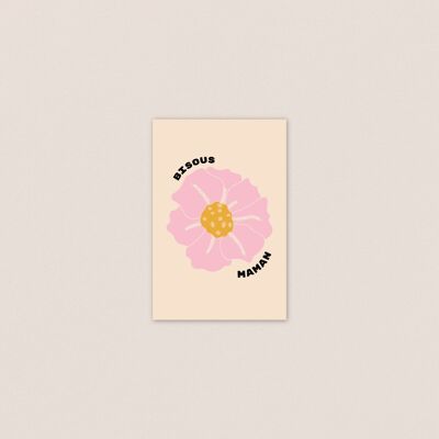 Kisses Mom Postkarte – Süße Karte für deine Mama – Illustrierte Karte – Muttertag