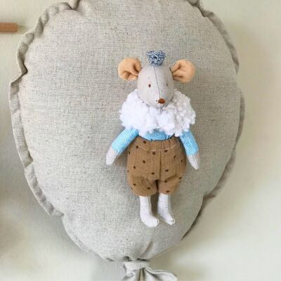 Palloncino sostenibile Preppy Mouse %100 in tessuto naturale fatto a mano