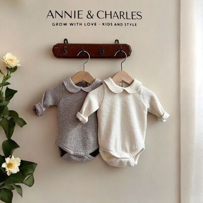 Baby cotton bodysuit with collar MIKA