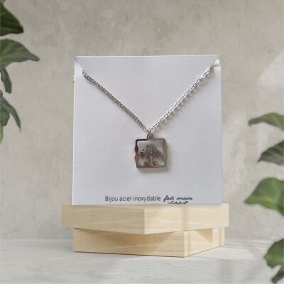 Tree of life pendant necklace - fine mesh - stainless steel