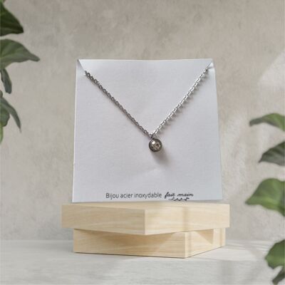 Rhinestone necklace - fine mesh - stainless steel