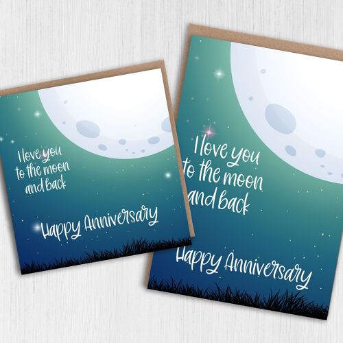 Anniversary card: Love you to the moon and back