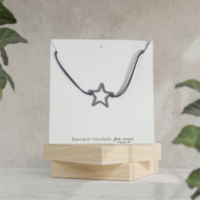 Black star choker - sliding link - stainless steel