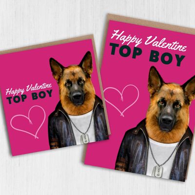 Tarjeta de San Valentín del pastor alemán: Happy Valentine top boy