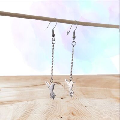 Pendientes de cadena fina de colibrí