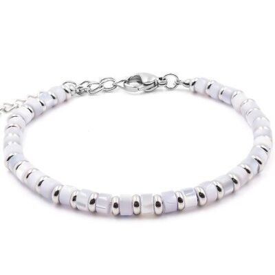 Steel bracelet - tinted mother-of-pearl