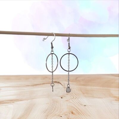 Pendientes minimalistas de corazón y aro – Discretos💖