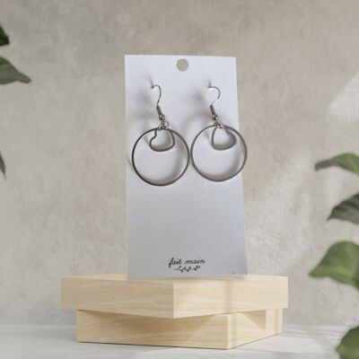 Round heart earring - stainless steel