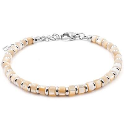 Steel bracelet - tinted mother-of-pearl