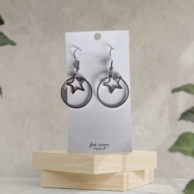 Round star earring - stainless steel