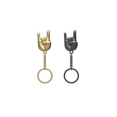 Rock Hand Keychain Black/Gold Mix