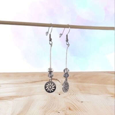 Sun & Crystal Pearl Earrings – Stainless Steel
